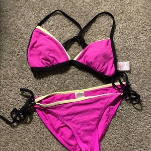 Victoria's Secret Pink and Black Bikini Set